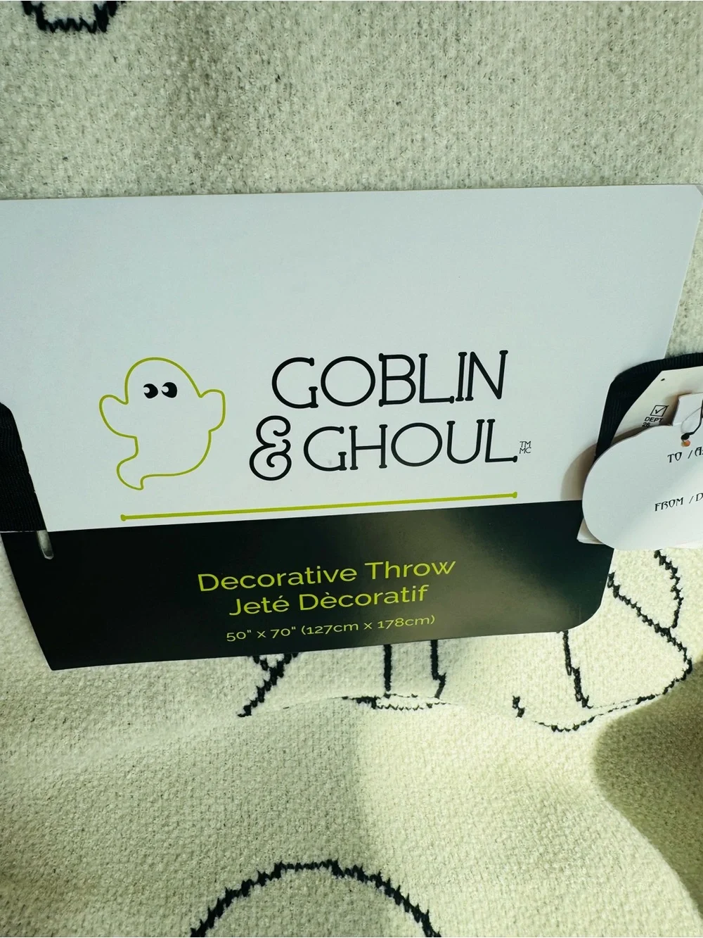 Goblin & Ghoul Ghost Reading Books Decorative Throw NWT